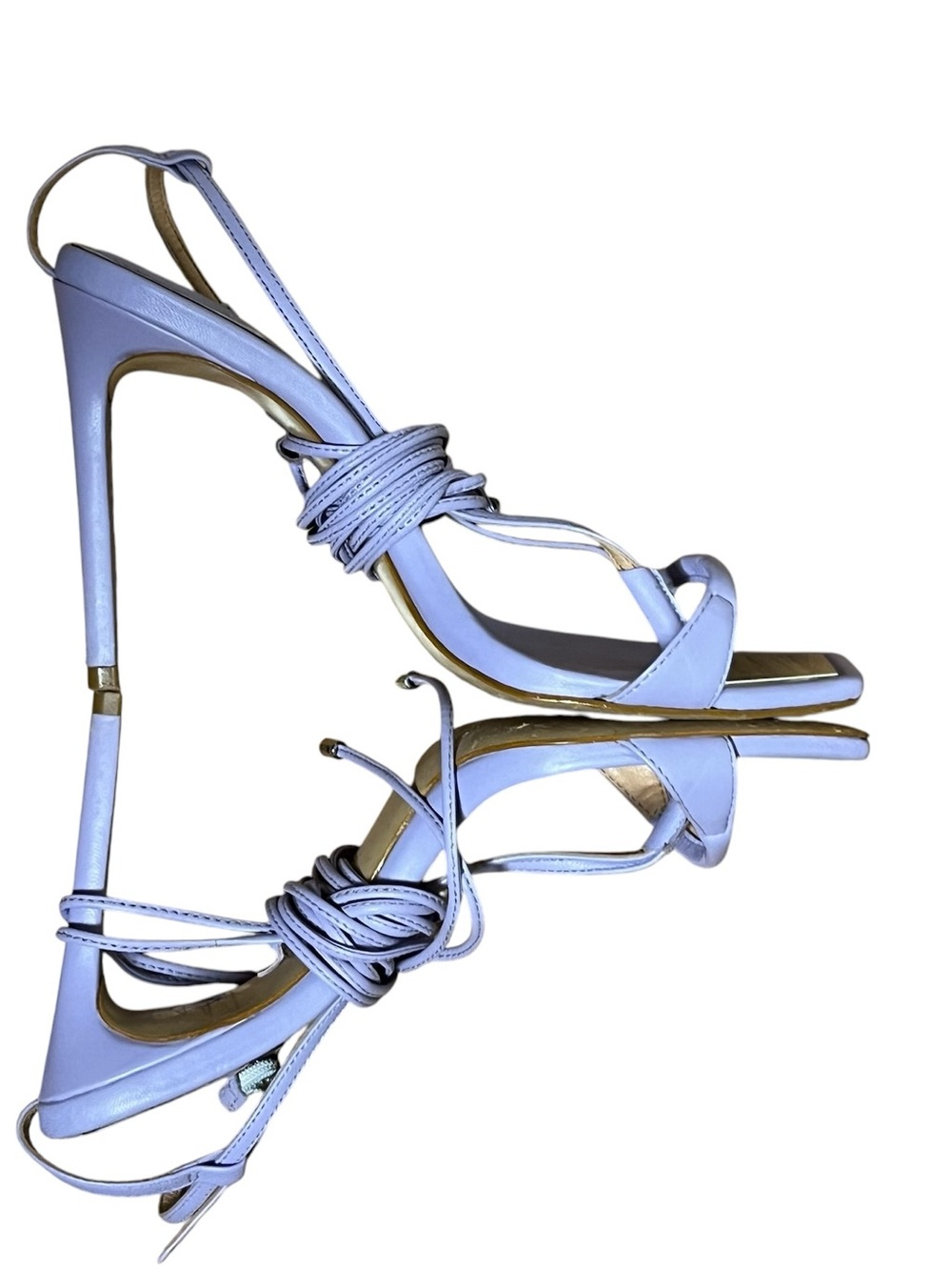 SCHUTZ Vikki Lavender Lilac Lace Up Strappy Stiletto Heels Square Toe Sandals 8 - Picture 10 of 16